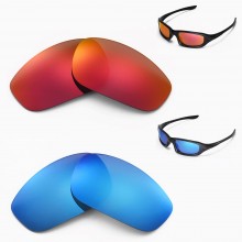 New Walleva Fire Red + Ice Blue Polarized Replacement Lenses For Oakley Fives 4.0 Sunglasses